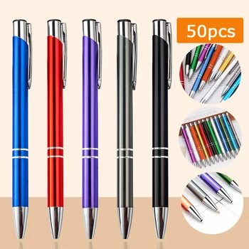 50шт Метална химикалка писалка Бизнес рекламни подарък дръжка Студентски творчески подарък на Едро