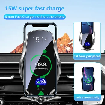 Магнитно автомобилното безжично зарядно устройство, автоматично притежателя на телефона за iPhone 14 13 11 Samsung Xiaomi, бързо зареждане 15 W