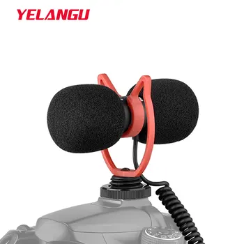 YELANGU Двупосочни студиен мини-Професионален микрофон кондензаторен за интервю в Youtube за камерата iPhone12 Xiaomi Canon, Sony