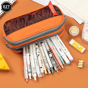 Креативен двуетажна молив случай, Оксфорд чанта за писалки, по-голям капацитет, студентски молив случай, ученически пособия, чанта за съхранение на канцеларски материали