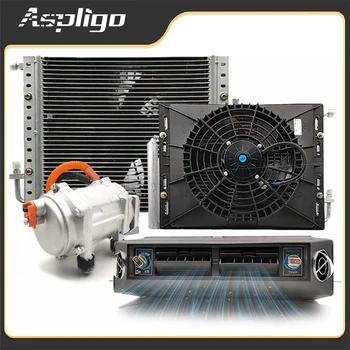 Климатик за електрически превозни средства Aspligo под арматурното панел, климатик за топло и прохладата на автомобилния камион, кемпера, колата, къщата на колела