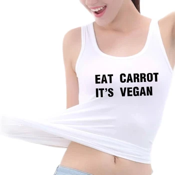 Eat Carrot It ' s Вегетариански Дизайнерски Памучни Секси Прилепнали Върховете на Бретелях Hotwife Humor Забавна Тениска Без Ръкави В Кокетливом Стил Sugar Baby Naughty Top