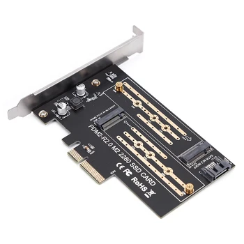 Адаптер, PCIE за M2/M. 2 Допълнителна карта SATA M. 2 NVMe SSD NGFF за адаптер, PCIE PCI Express 3,0x4 M Key + B Key M2 за карти SATA PCI-E