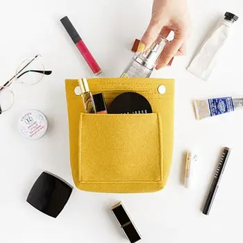 Чанта за измиване на пътен органайзер за жени, козметични чанти, лабиален червило, косметичка, филцови чанта, подложка, козметични чанти, вътрешен портфейл