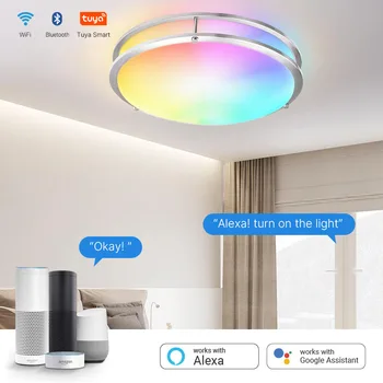 Led кръг на тавана лампа Съвременно двустранно осветление с дистанционно управление RGB осветление за спалня кухня и хол партита
