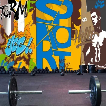 3D графити Бокс Спортна индивидуалност Фотообои фитнес зала Индустриален декор Стенни картини по поръчка самозалепващи се тапети Papel Tapiz