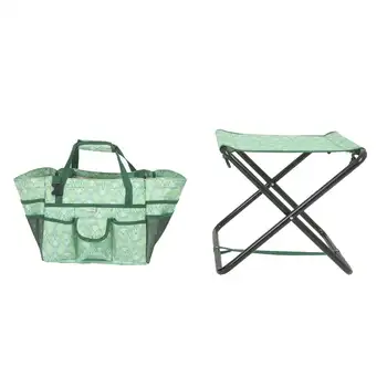 Градински стол с подвижна чанта, зелена