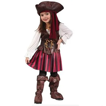 Костюм на пиратски капитан на Алис за cosplay за момичета, детски премяна за карнавала в Пурим, облекло капитан на пиратите в Карибско море