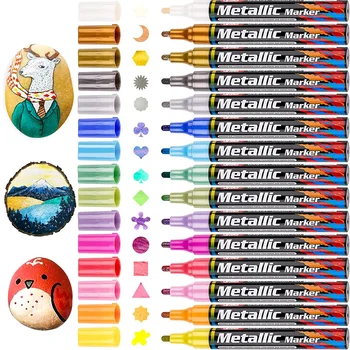 15 цветни метални маркери химикалки с 3 мм фитил, лъскава писалка за рисуване, изработване на картички, поздрави честит рожден ден, фото албум 