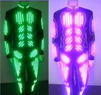 Безплатна доставка на мъжки костюм с led подсветка tron, дрехи за изпълнения с led подсветка