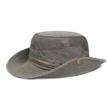 Дишаща мрежа панама, градинска лятна шапка, Туризъм шапка от слънцето, Унисекс, памучен шапка с широка периферия, шапки за риболов