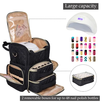 Чанта-органайзер за лак за нокти, преносима чанта за съхранение на лак за нокти, свалящ-органайзер за нокти с голям капацитет, косметичка