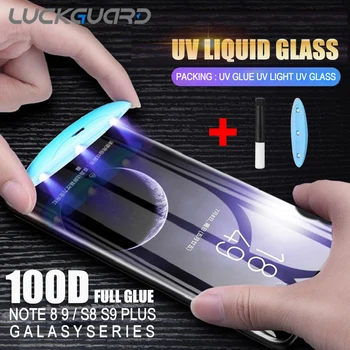UV Изогнутое Напълно Клеевое Закалено Стъкло За Samsung Galaxy S8 S9 S10 Plus S20 S21 S22 S23 Ultra Note 8 9 10 20 Защитно Фолио За Екрана