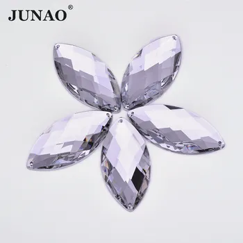JUNAO 20pcs 30*62 мм Прозрачни Кристали Апликация Големи Акрилни Скъпоценни Камъни за Шиене, Конски Очите Flatback Кристали Дойде Кристални Камъни Занаяти