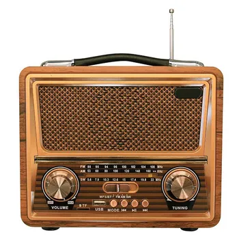 Дървен ретро Радио, AM SW FM радио, Безжичен Високоговорител, Bluetooth, Мини-Бас Звук от Външната сила на Звука за дома, Офиса