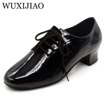 WUXIJIAO/ черни, бели, червени обувки за латино танци, съвременни танцови обувки, мъжки обувки за танци балната зала подметка, 4 см, 2 см, ниска хи