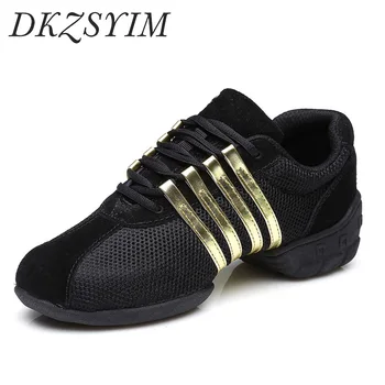 DKZSYIM/ дамски танцови обувки, дамски модерни танцови маратонки с мека подметка, дишаща лека танцови обувки за фитнес, мрежести джаз обувки