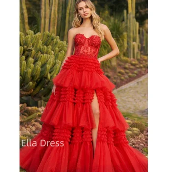 Червена рокля Ella Nafanif, Дамски официални Рокли за Бала, Сатен Лилаво Сватбени Рокли С Пайети, Комплекти към Роклята
