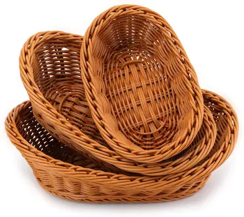 3 опаковки плетени кошници за хляб от поливинилхлорид, штабелируемые овални кошници за плодове, поставки за зеленчуци, кухнята на ресторанта