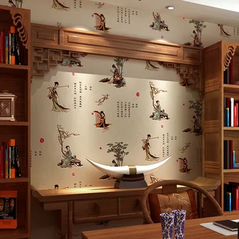 Декоративни китайски тапети в ретро стил, ролка тапети в стил древна поезия, за хола, стените на кабинета, контакт хартия Papel Tapiz
