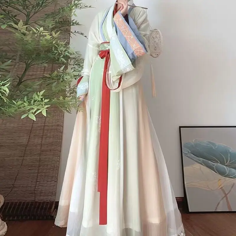 Hanfu Традиционното женствена рокля с китайска бродерия Hanfu комплект за cosplay феите на Хелоуин синьо-зелена рокля Hanfu голям размер