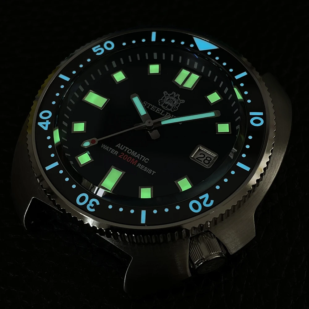 STEELDIVE SD1980 Мъжки механичен часовник за гмуркане Луксозни часовник с голям циферблат Abalone 44 мм механизъм NH35 супер нажежен водоустойчив часовник на 200 м