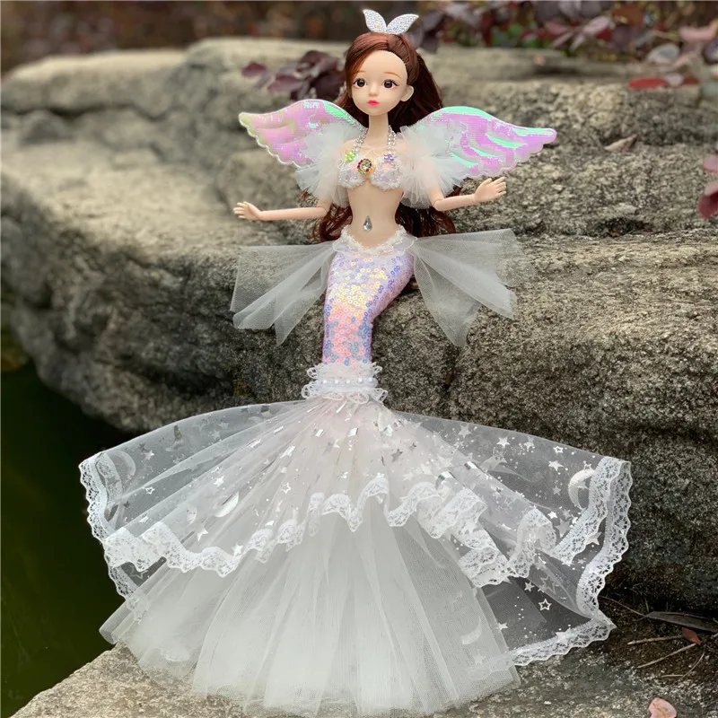 12-инчов кукла-русалка, Bjd, играчка-русалка, подвижната сватбена кукла-русалка, дрехи с 3D очи, подвижни играчки-одевалка, подарък за рожден ден за момиче