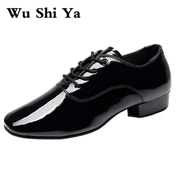 Мъжки обувки за латино танци, съвременни танцови обувки голям размер на ток 2,5 cm за момчета, детско топка танго, мъжки черни танцови обувки с мека подметка