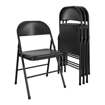 Стоманена сгъваем стол с опорите (4 опаковки), черен