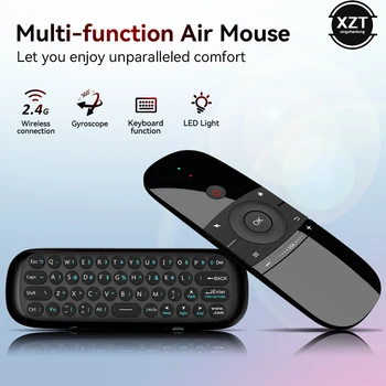Безжична клавиатура W1 2.4 G Air Mouse 6-Axis Motion Sense Smart IR Remote Control USB-приемник за подкрепа на Android Win Smart TV