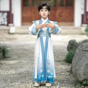 Пролетта супериорна китайски костюм Hanfu от полиестер за момчета от 2023 година, красив костюм за cosplay, най-дългата дължина до щиколоток