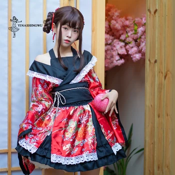 Традиционен японски костюм, рокля кимоно за жени, опаковка на Сакура юката, японски кавайные момичета, аниме,cosplay, Хаори, сценична парти