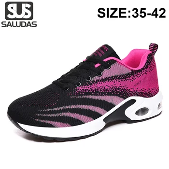 SALUDAS, дамски спортни обувки, летни дишащи обувки за бягане на въздушна възглавница с изравняват повърхността, ежедневни маратонки за ходене
