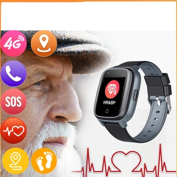 4g Смарт часовници Android за възрастните хора фитнес Кръвно налягане Видео Чат Цифров часовник наблюдение на сърдечната честота, GPS Тракер, SOS за възрастни Монитор