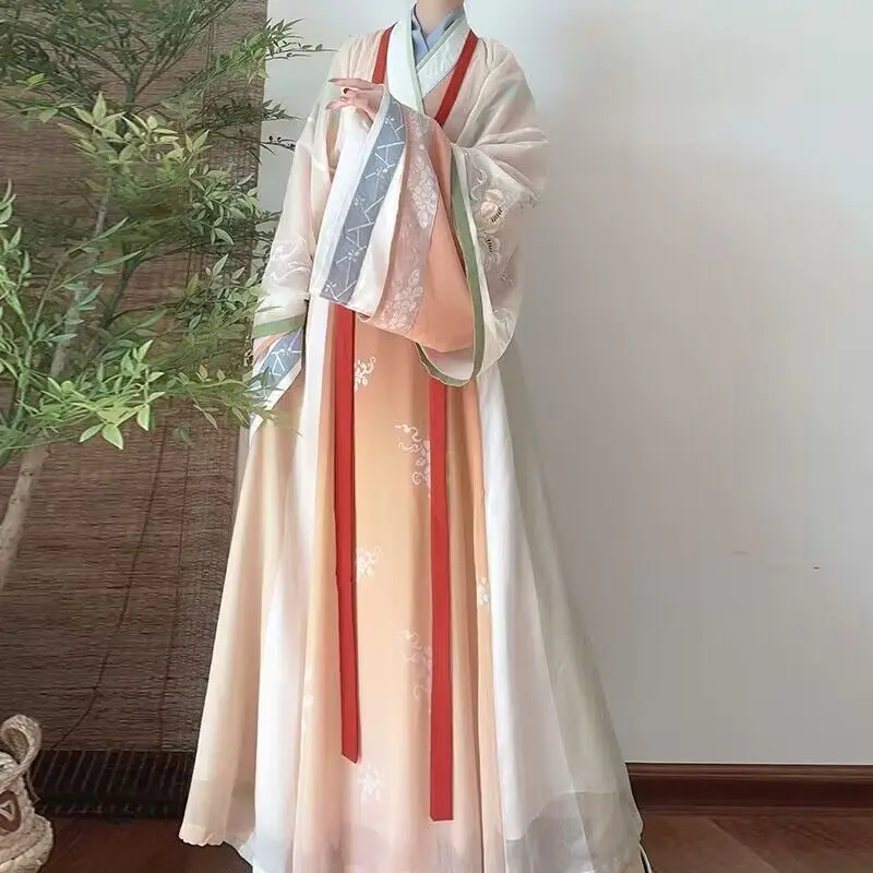 Hanfu Традиционното женствена рокля с китайска бродерия Hanfu комплект за cosplay феите на Хелоуин синьо-зелена рокля Hanfu голям размер