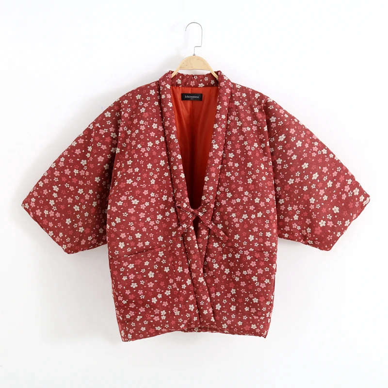 Haori Зимно дамско кимоно Homme, японски традиционен жилетка, утепленная яке Hanten, домашно облекло, с подплата, блузи, пижами, дамски