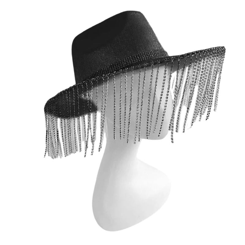 Дамски шапка за моминско парти, ковбойская шапка с пискюли, лъскава шапка ковбойская