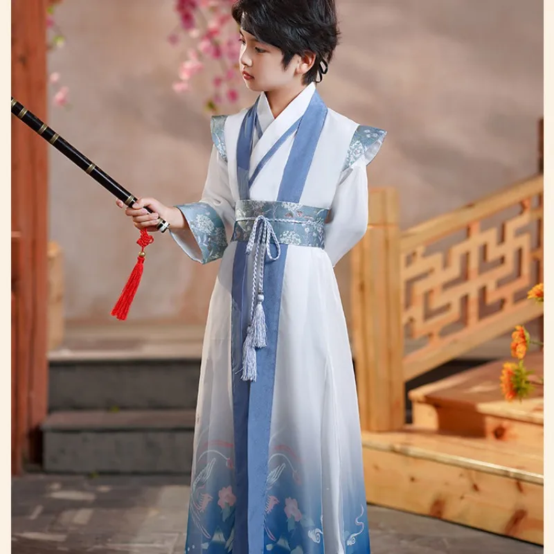Пролетта супериорна китайски костюм Hanfu от полиестер за момчета от 2023 година, красив костюм за cosplay, най-дългата дължина до щиколоток